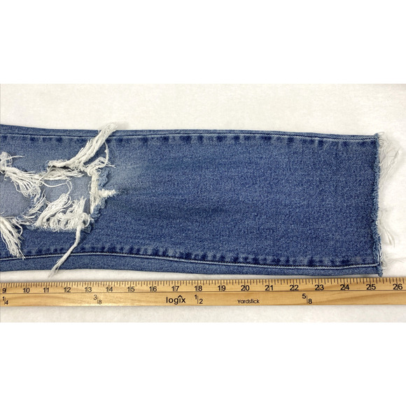 Cello Jeans Juniors Size 11 Destroyed Raw Hem Medium Wash Denim Straight Hi Rise - Picture 9 of 14